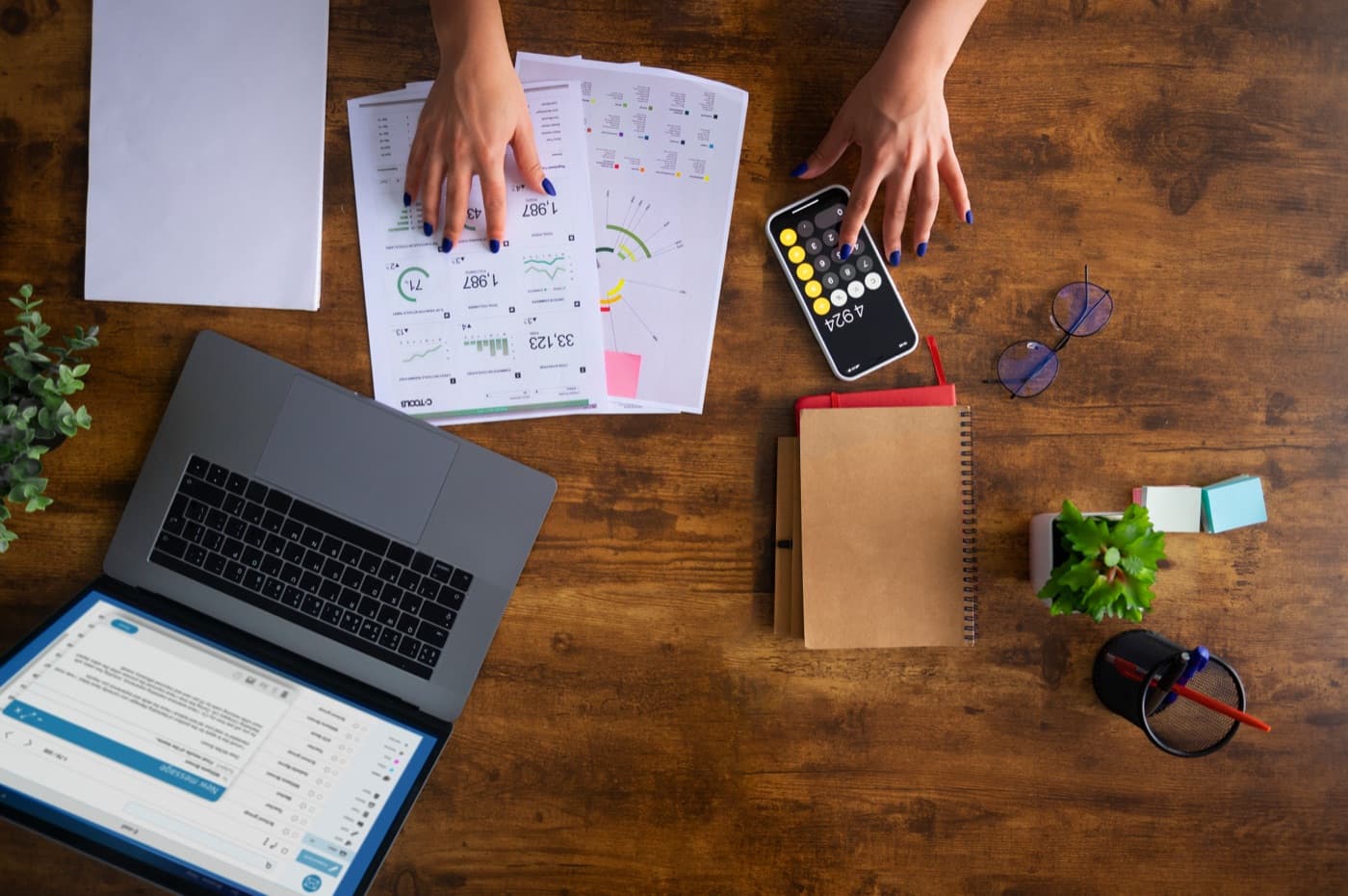 An accountant reviewing financial statements